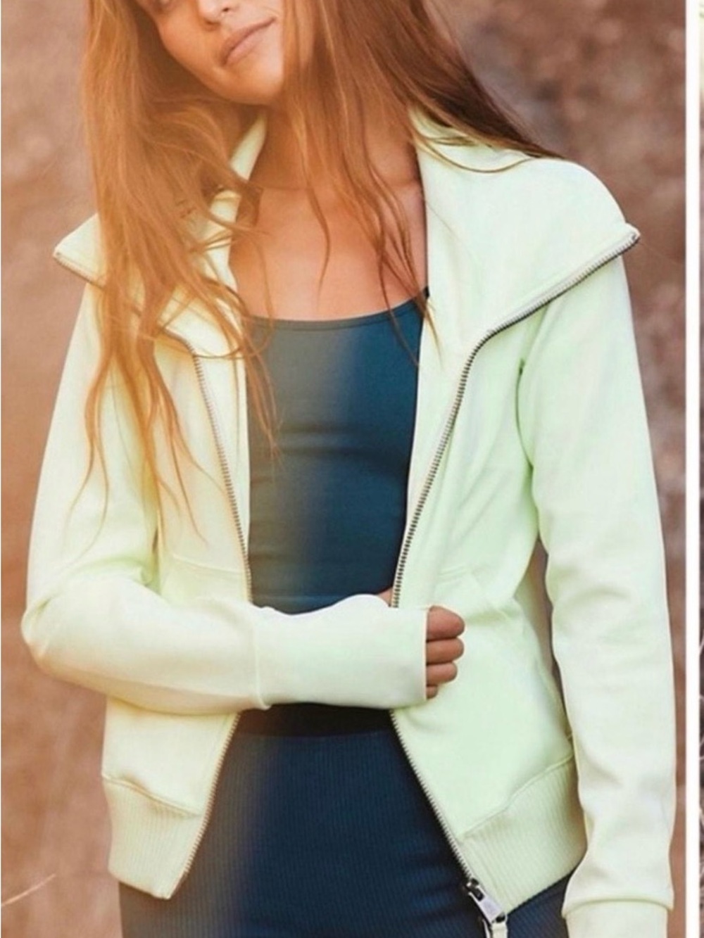 Free People FP Movement "Lead The Pack" Full-Zip Jacket. Neon Green Size XS